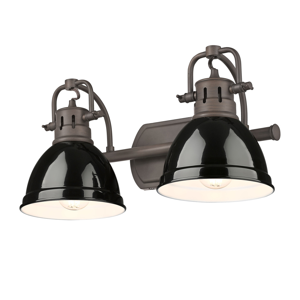 Yep by Golden Lighting Duncan 2-light Vanity in Rubbed Bronze and Black shade